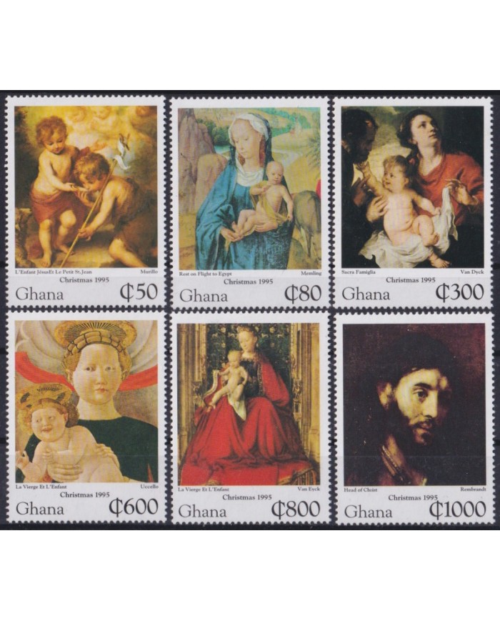 F-EX60177 GHANA MNH 1995 CHRISTMAS NAVIDAD ART PAINTING VAN DICK MEMLING MURILLO.