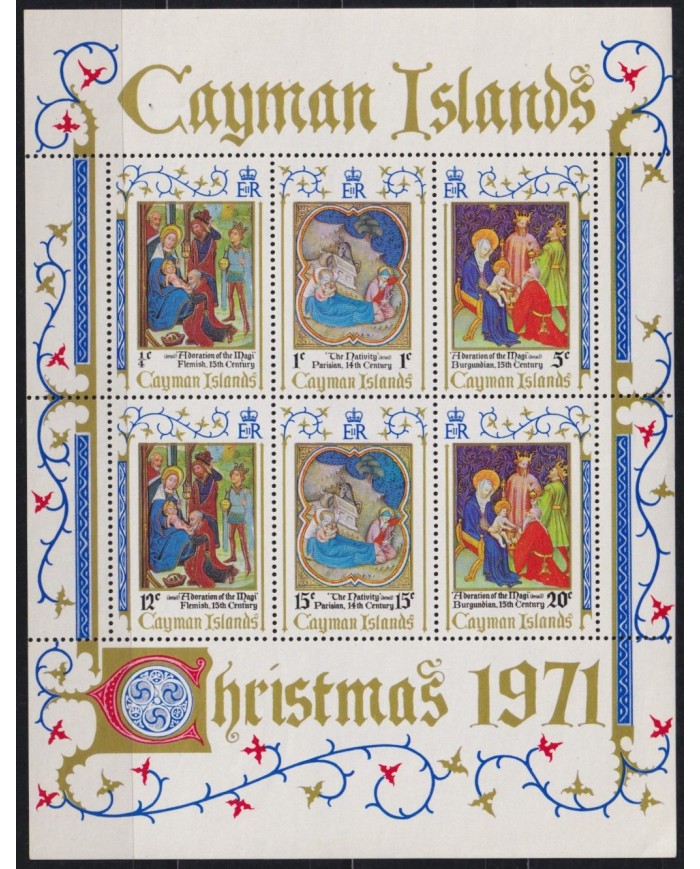 F-EX59734 CAYMAN IS MNH 1971 CHRISTMAS NAVIDAD ART MEDIEVAL PAINTING.
