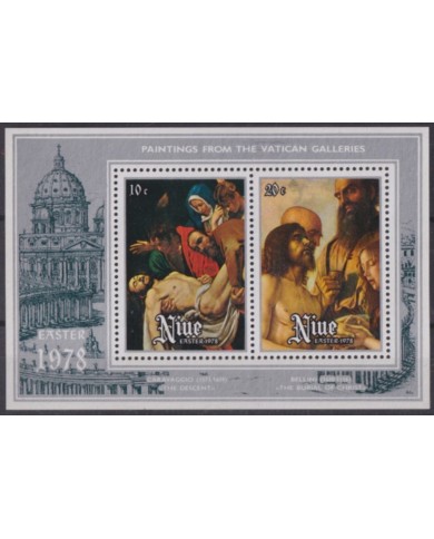 F-EX60182 NIUE MNH 1978 EASTER PASCUA ART PANTING VATICAN GALLERIES CARAVAGGIO BELLINI.