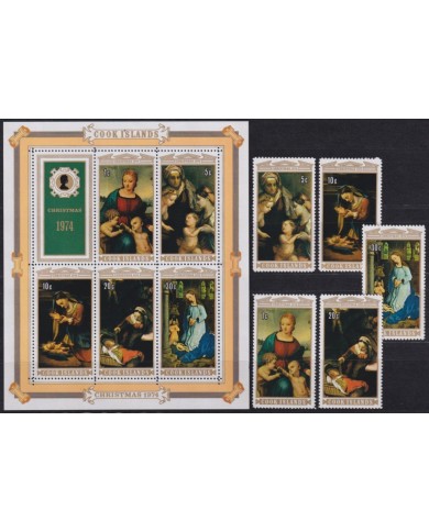 F-EX59735 COOK IS MNH 1974 CHRISTMAS NAVIDAD ART PAINTING RAPHAEL.