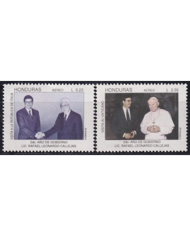 F-EX59509 HONDURAS 1992 MNH PRESIDENT CALLEJAS & POPE JOAN PAUL II.