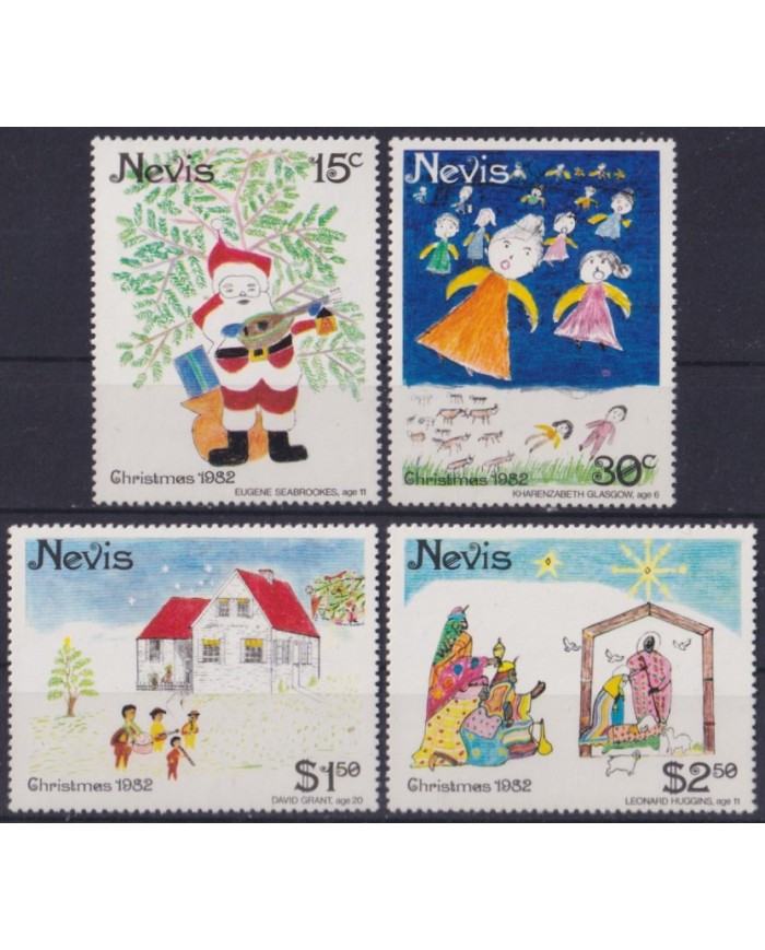F-EX59239 NEVIS 1982 MNH CHRISTMAS NAVIDAD CHILDREN DRAWING.