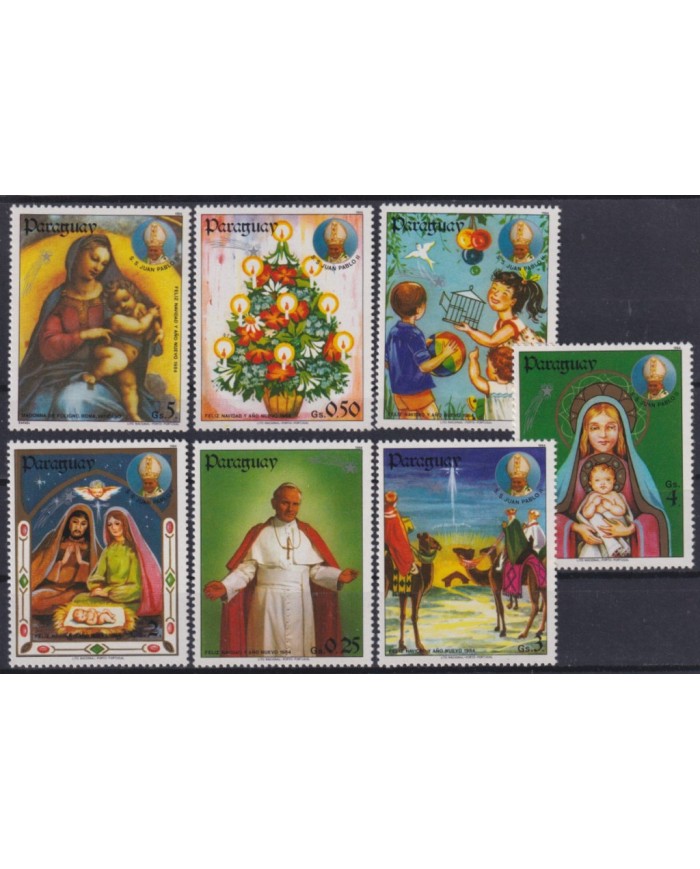 F-EX59258 PARAGUAY 1984 MNH CHRISTMAS NAVIDAD POPE JOAN PAUL DRAWING ART.