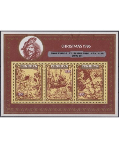 F-EX59191 PENRHYN 1986 MNH CHRISTMAS NAVIDAD ART PAINTING REMBRANDT ENGRAVING.