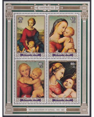F-EX59189 PENRHYN 1983 MNH CHRISTMAS NAVIDAD ART PAINTING RAPHAEL MADONNA.