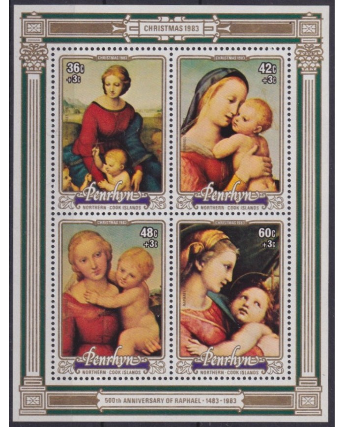 F-EX59189 PENRHYN 1983 MNH CHRISTMAS NAVIDAD ART PAINTING RAPHAEL MADONNA.
