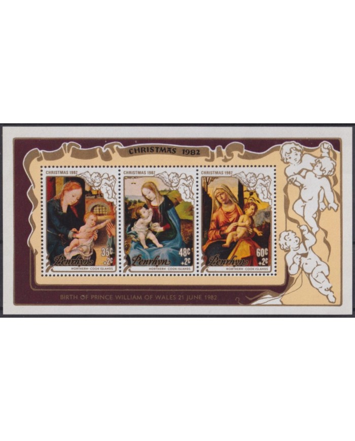 F-EX59188 PENRHYN 1982 MNH CHRISTMAS NAVIDAD ART PAINTING MADONNA BIRTHDAY PRINC OF WALES.