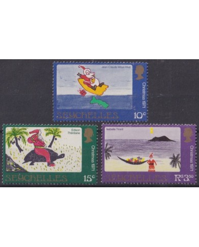 F-EX59225 SEYCHELLES IS 1971 MNH CHRISTMAS NAVIDAD CHILDREN DRAWING.