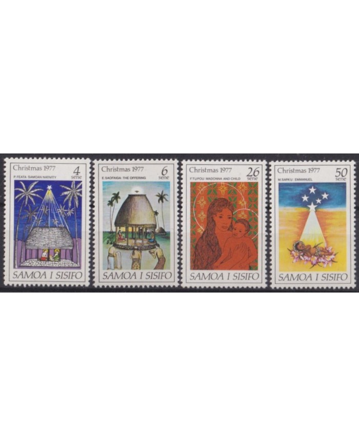 F-EX59224 SAMOA I SISIFO 1977 MNH CHRISTMAS NAVIDAD RELIGION DRAWING.
