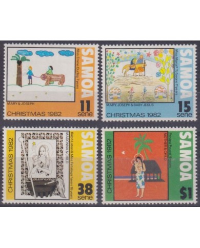 F-EX59122 SAMOA 1986 MNH CHRISTMAS NAVIDAD RELIGION CHILDREN DRAWING.