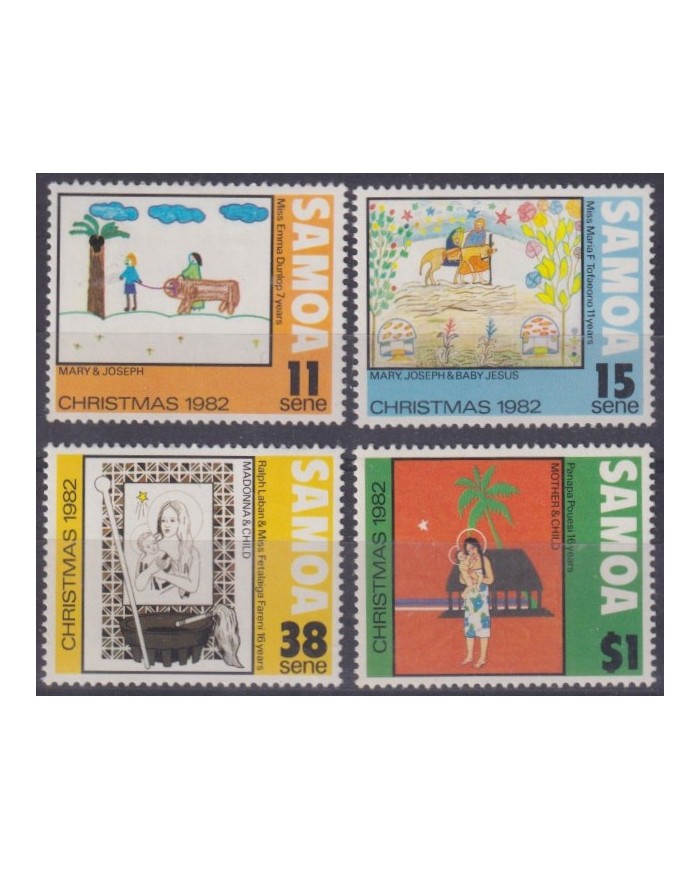 F-EX59122 SAMOA 1986 MNH CHRISTMAS NAVIDAD RELIGION CHILDREN DRAWING.