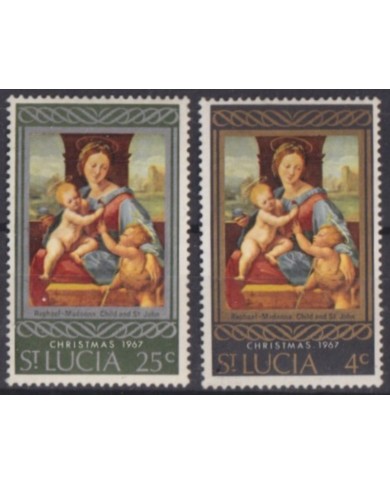 F-EX59231 STA LUCIA 1967 MNH CHRISTMAS NAVIDAD ART PAINTING RAPHAEL MADONNA.