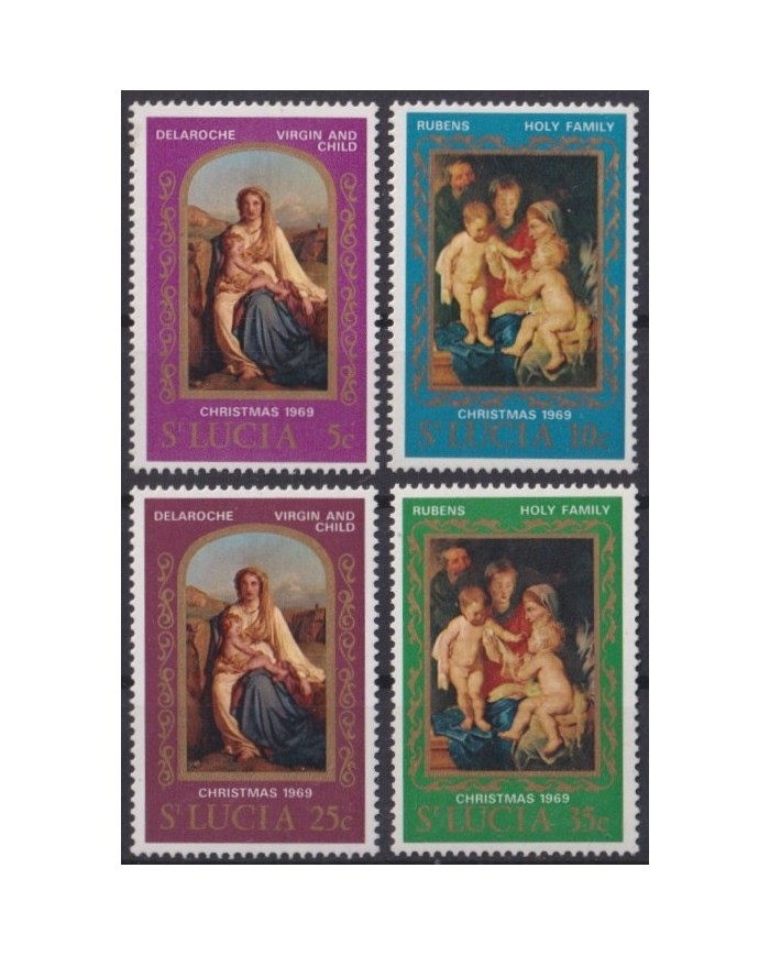 F-EX59234 STA LUCIA 1969 MNH CHRISTMAS NAVIDAD ART PAINTING RUBENS DELAROCHE.