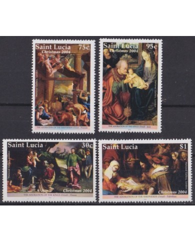 F-EX59271 STA LUCIA 2004 MNH CHRISTMAS NAVIDAD ART PAINTING DOSSO POUSSIN JOOS.