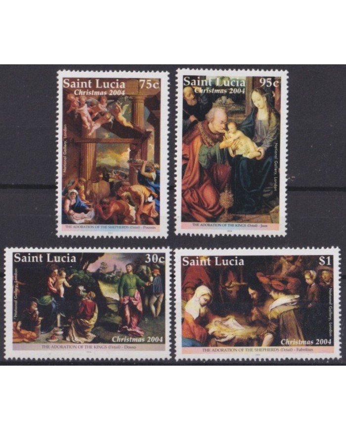 F-EX59271 STA LUCIA 2004 MNH CHRISTMAS NAVIDAD ART PAINTING DOSSO POUSSIN JOOS.