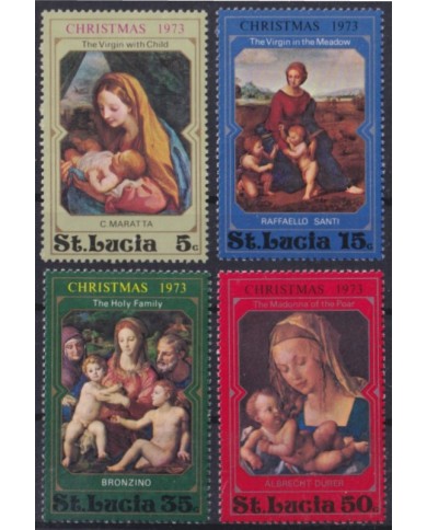 F-EX59237 STA LUCIA 1973 MNH CHRISTMAS NAVIDAD ART PAINTING DURER BROZINO RAPHAEL.