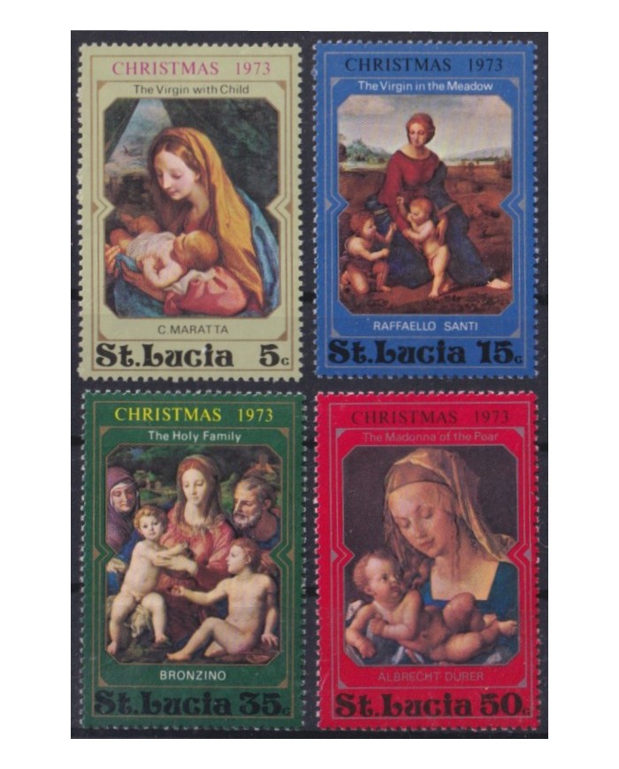 F-EX59237 STA LUCIA 1973 MNH CHRISTMAS NAVIDAD ART PAINTING DURER BROZINO RAPHAEL.