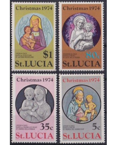 F-EX59238 STA LUCIA 1974 MNH CHRISTMAS NAVIDAD ART PAINTING RELIEF DELLA ROBBIA ROSELLINO.