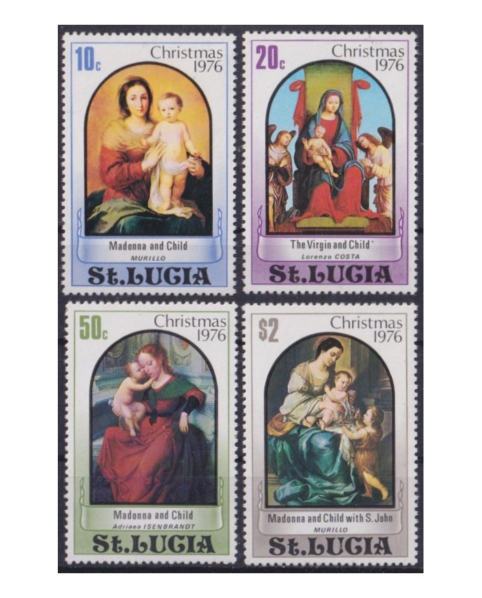 F-EX59242 STA LUCIA 1976 MNH CHRISTMAS NAVIDAD ART PAINTING MURILLO ANDRE ISENBRANDT.