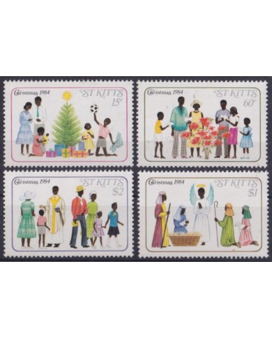 F-EX59130 ST KITTS 1984 MNH CHRISTMAS NAVIDAD RELIGION DRAWING.