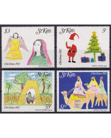 F-EX59128 ST KITTS 1982 MNH CHRISTMAS NAVIDAD RELIGION CHILDREN DRAWING.