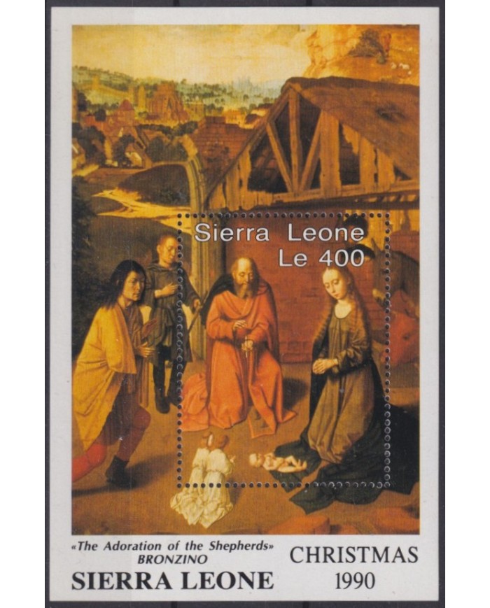 F-EX59202 SIERRA LEONE 1990 MNH CHRISTMAS NAVIDAD ART PAINTING BRONZINO.