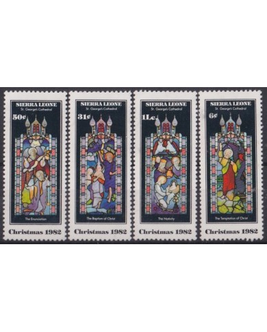 F-EX59215 SIERRA LEONE 1982 MNH CHRISTMAS NAVIDAD ART PAINTING STAINED GLASS.