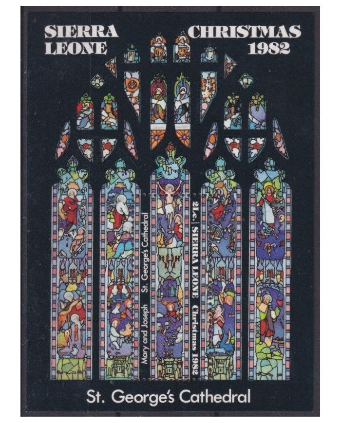 F-EX59194 SIERRA LEONE 1982 MNH CHRISTMAS NAVIDAD ART PAINTING STAINED GLASS.