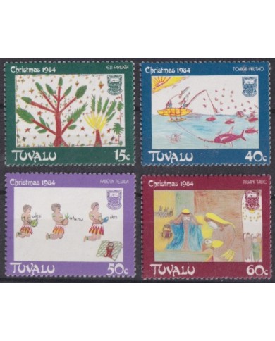 F-EX59251 TUVALU 1984 MNH CHRISTMAS NAVIDAD CHILDREN DRAWING.