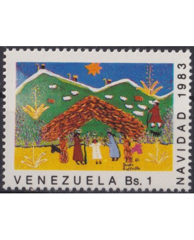 F-EX59256 VENEZUELA 1983 MNH CHRISTMAS NAVIDAD CHILDREN DRAWING.
