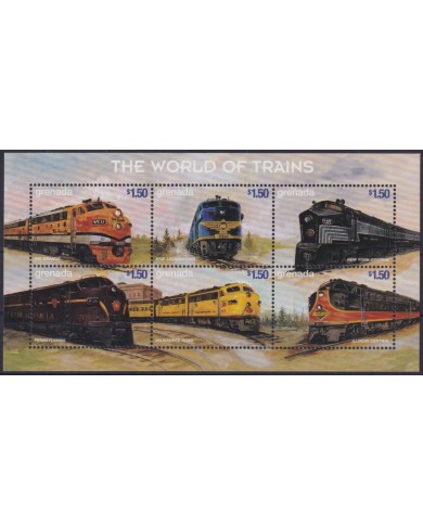 F-EX60211 GRENADA MNH 1999 WORLD OF TRAIN RAILROAD RAILWAYS LOCOMOTIVE.