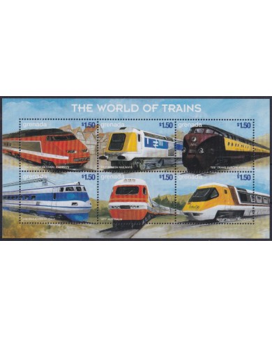 F-EX60212 GRENADA MNH 1999 WORLD OF TRAIN RAILROAD RAILWAYS LOCOMOTIVE.