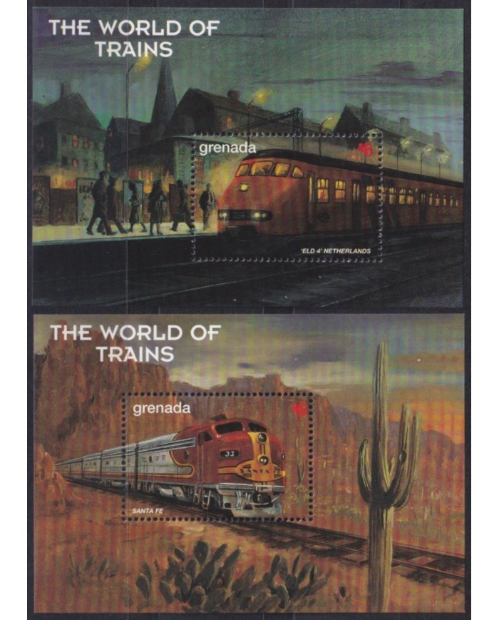 F-EX60201 GRENADA MNH 1999 WORLD OF TRAIN RAILROAD RAILWAYS LOCOMOTIVE.