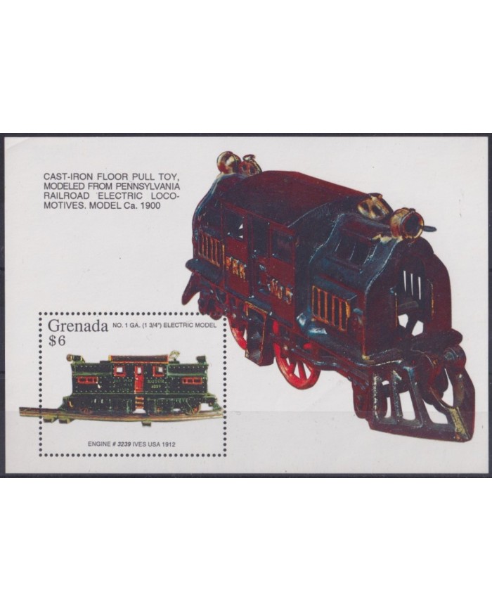F-EX60187 GRENADA MNH 1992 TOYS RAILWAYS TRAIN RAILROAD RAILWAYS LOCOMOTIVE.
