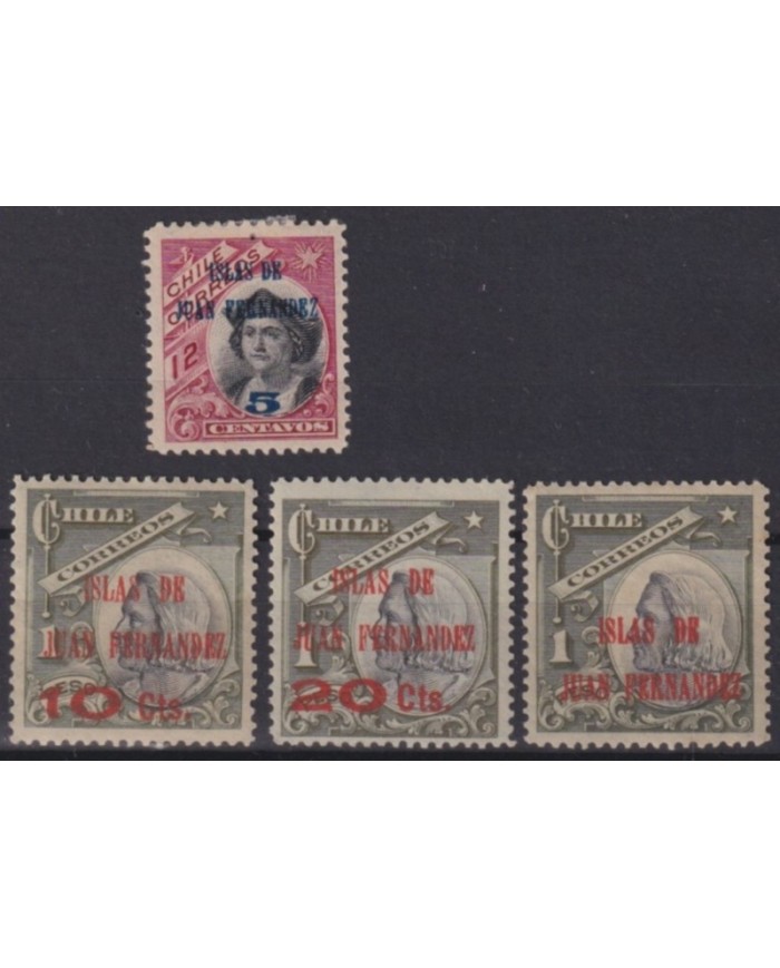F-EX60356 CHILE 1905-08 JUAN FERNANDEZ OVERPRINT COLUMBUS.