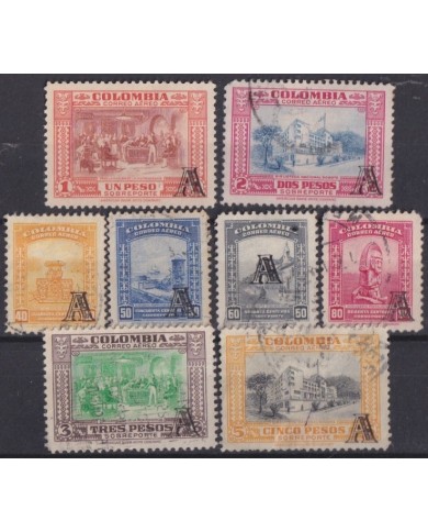 F-EX60364 COLOMBIA 1951-52 “A” OVERPRINT AIRMAIL USED +50€.