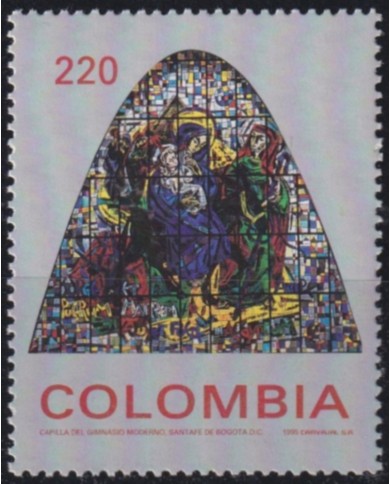 F-EX60382 COLOMBIA MNH 1995 RELIGION PAINTING STAINED GLASS.