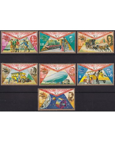 F-EX60234 GUINEA EQUATORIAL MNH 1974 SATELLITE ZEPPELIN CAR AIRPLANE RAILROAD.