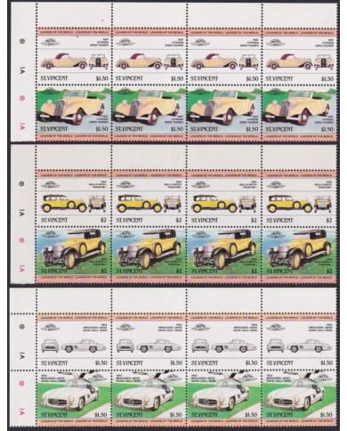 F-EX59738 ST VINCENT MNH 1985 CLASSIC CAR AUTOMOVIL TRIP OF 4.