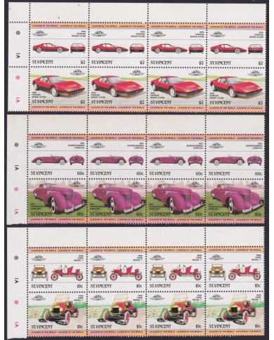 F-EX59738 ST VINCENT MNH 1985 CLASSIC CAR AUTOMOVIL TRIP OF 4.