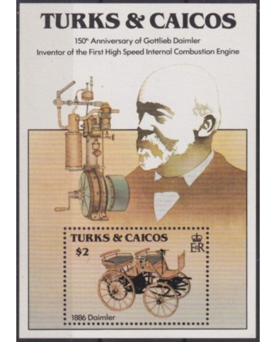 F-EX60237 TURKS & CAICOS MNH 1984 150th ANNIV DAIMLER MOTOR CAR.