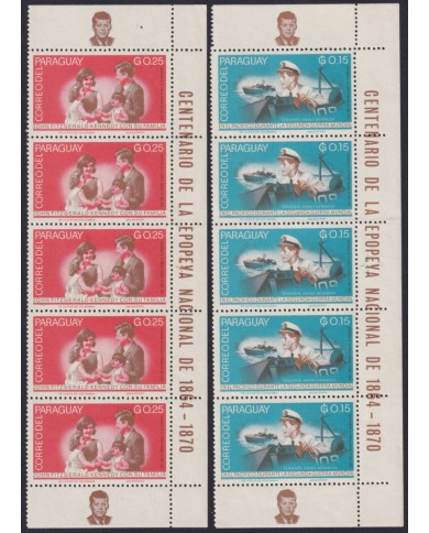 F-EX59743 PARAGUAY MNH 1965 JFK MEMORIAL KENNEDY SPACE COSMOS TRIP OF 5.