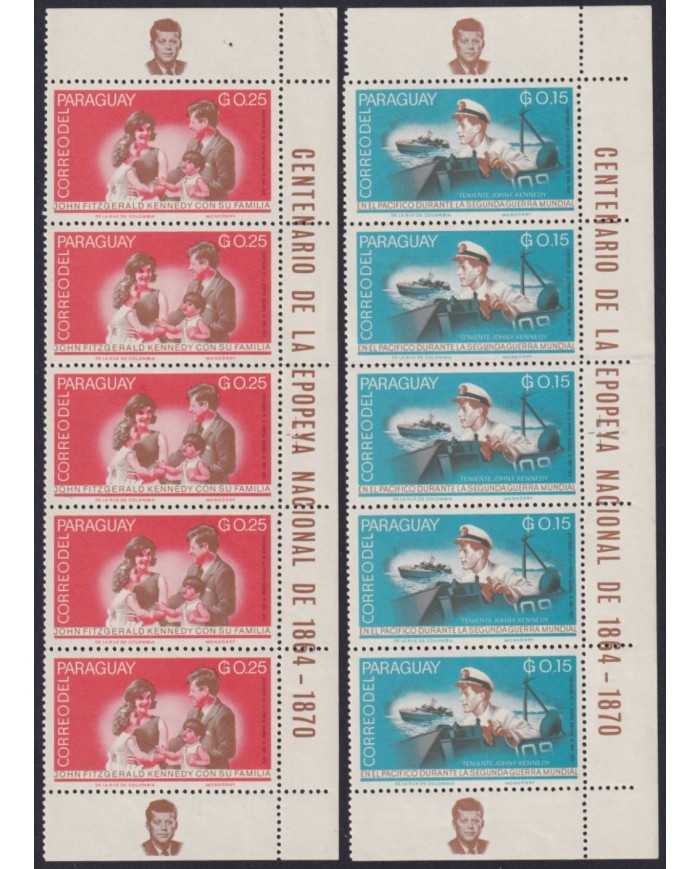 F-EX59743 PARAGUAY MNH 1965 JFK MEMORIAL KENNEDY SPACE COSMOS TRIP OF 5.