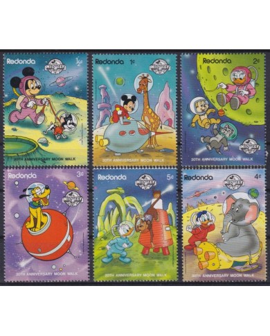 F-EX60279 REDONDA MNH 1989 DISNEY 20th ANNIV MOON MANNED MICKEY SPACE PLANET.