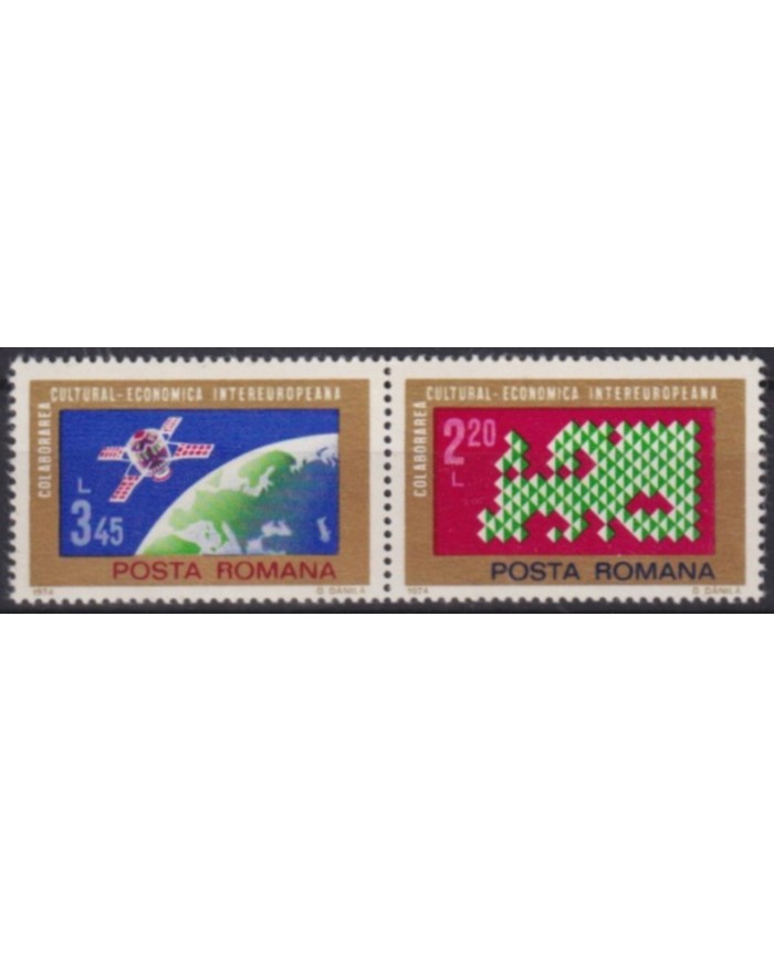 F-EX60285 ROMANIA MNH 1974 INTER EUROPA SPACE COSMOS SATELLITE.
