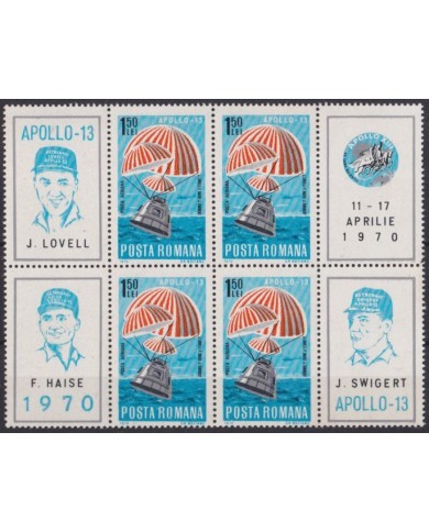 F-EX60286 ROMANIA MNH 1970 APOLLO 13 SPACE COSMOS SATELLITE.