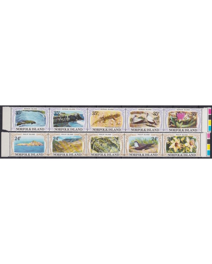 F-EX17660 NORFOLK IS MNH 1982 PHILIP IS NEPEAN IS FAUNA FLOWER LIZARD BIRD.