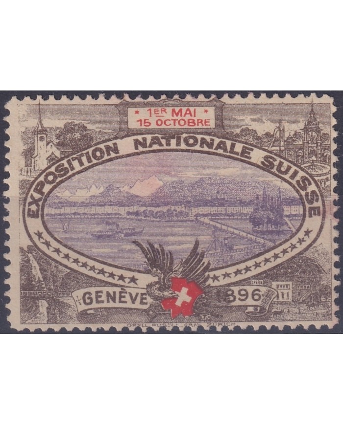 F-EX15867 SWITZERLAND CINDERELLA 46x32 mm NATIONAL EXPOSITION 1896.