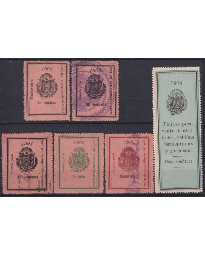 F-EX18108 EL SALVADOR REVENUE LOCAL STAMPS AGUARDIENTE LIQUOR BEVERAGE TOBAC.