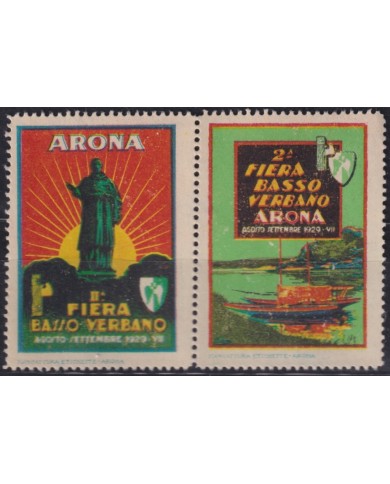 F-EX16617 ITALY ITALIA CINDERELLA 1929 ARONA FAIR OF VERBANO, SHIP, BARCO PAIR. NO GUM.
